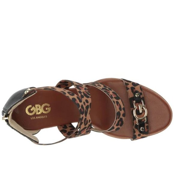 NIB G by GUESS GBG LOS ANGELES Women 8 ROXAN Wedge Heel Cheetah Leopard Sandals - Picture 2 of 8